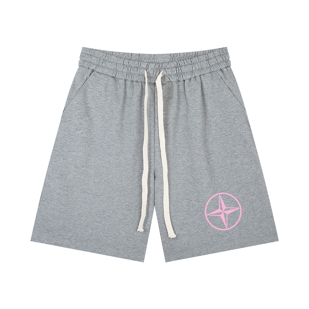 pink and grey baggy shorts