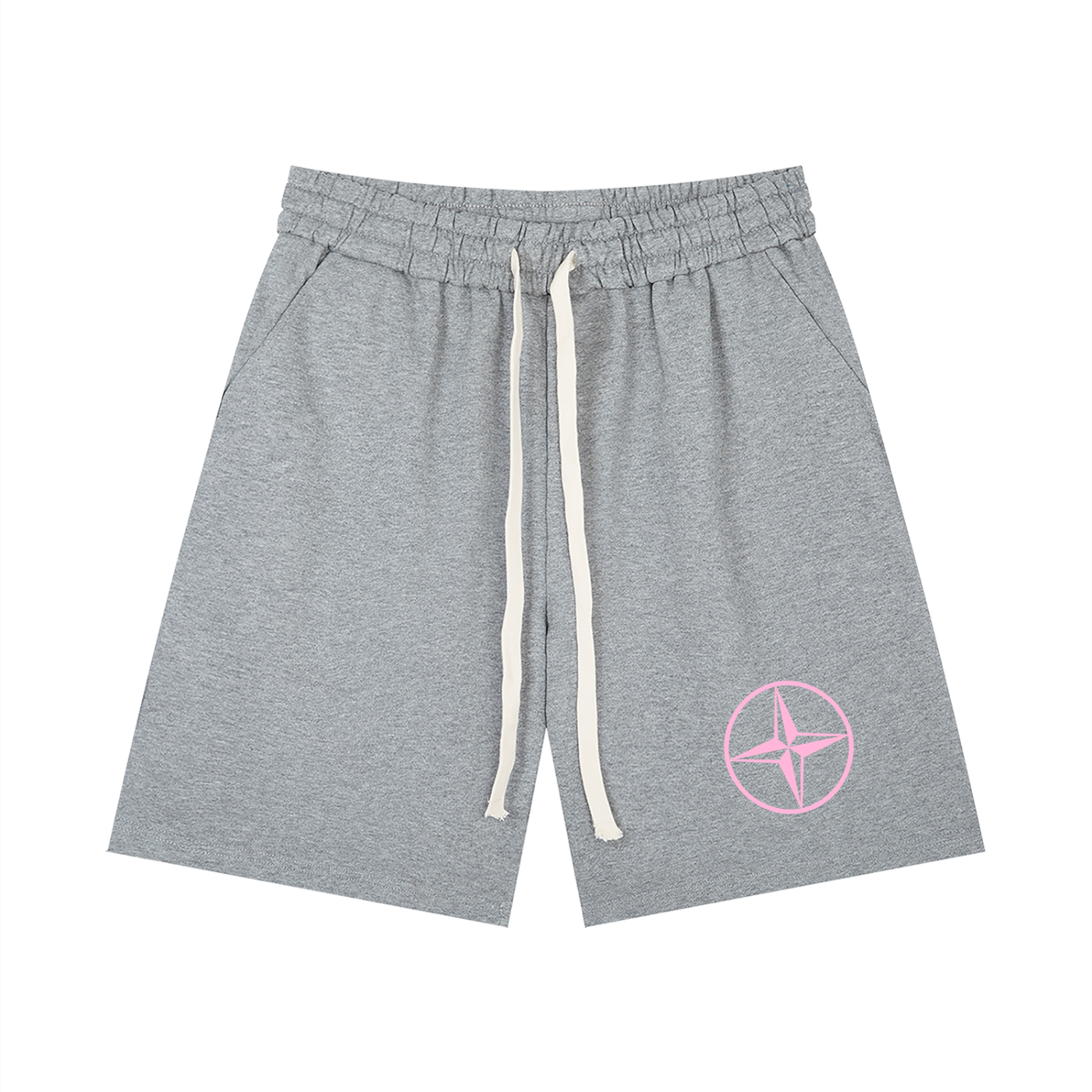 pink and grey baggy shorts